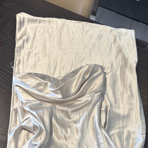 Lena Champagne Satin Backless Dress - Picture 16 of 16